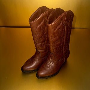 Brown vegan leather cowgirl boots little girls